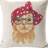 Kitten Gift Pillowcase Cute Pet Printed Linen Pillow Cushion Cover Bedside Living Room