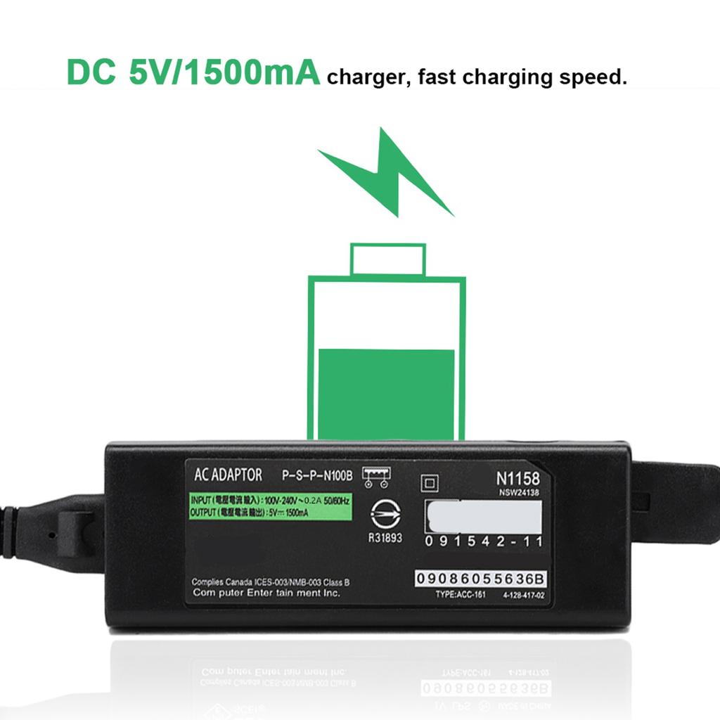 Tragbarer für PSP GO Netzadapter Schnellladung DC 5V1500mA Ladegerät 5060Hz