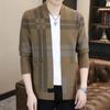 New Style Spring and Autumn Long-sleeved Knitted Cardigan for Young and Middle-aged Men, Slim and Handsome Bottoming Cardigan