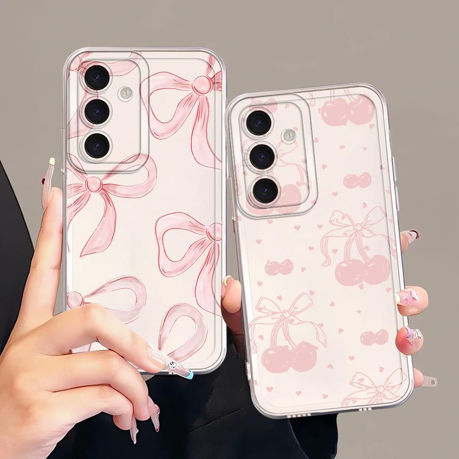 Cute Pink Bow Case for Samsung Galaxy A54 A15 A14 A16 A56 A50 A26 A24 A33 A52 A25 A51 A36 A13 A52 A31 A55 A23 A34 A35 Phone