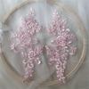 Pair of Floral Lace Applique Patches Embroidered Iron-On Decoration for Wedding Dress DIY Crafting - White