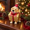 Christmas Dog Ornaments Figurine, Resin Puppy Statue in Tree & Gift Desktop Holiday Ornament Box Costume, Festive Mantel Decor, Xmas for Lovers Small