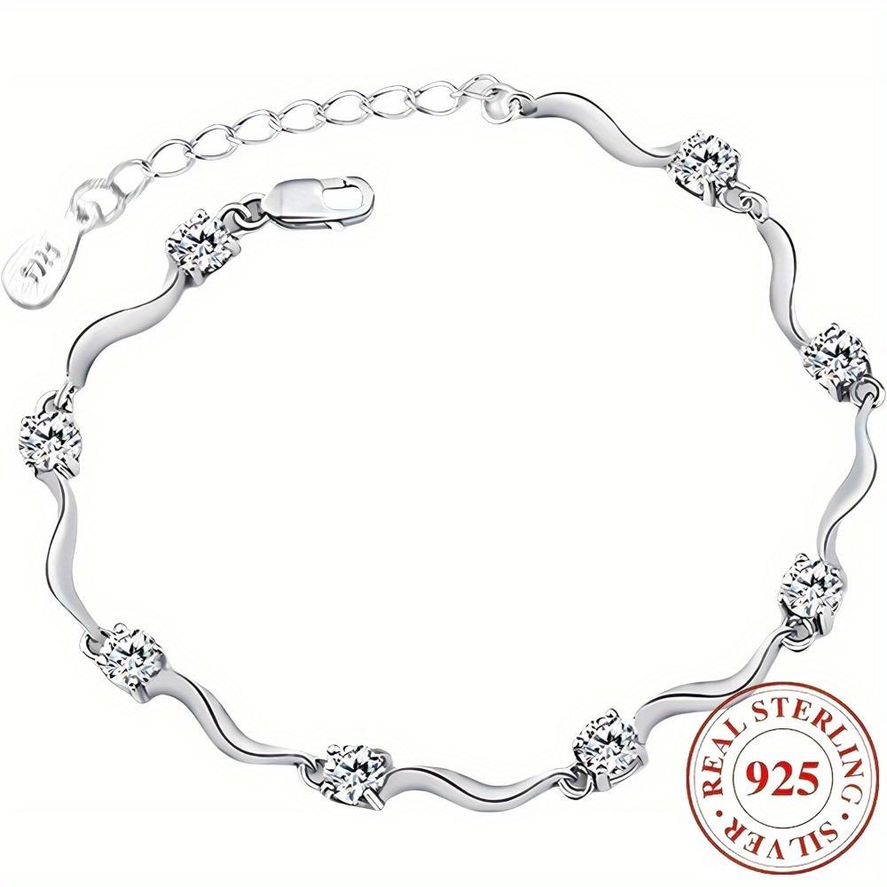 925Pure Silver Bracelet Inlaid with Synthetic Zircon Is Suitable for Women To Wear, Fashionable, Simple, Exquisite, and Elegant, Making It an