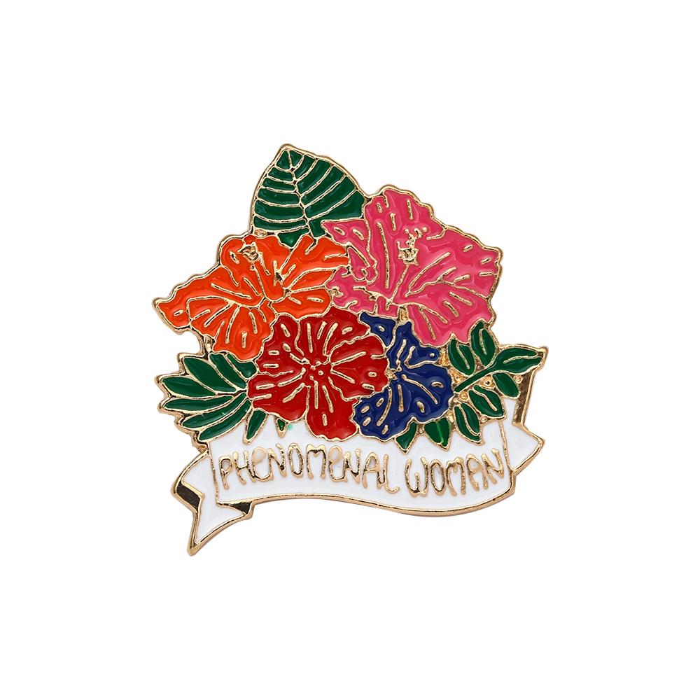 5 Styles Women Pretty Flower Theme Enamel Brooches Just One More Chapter Phenomenal Woman Witches Brew Paper Cranes Golden Pins