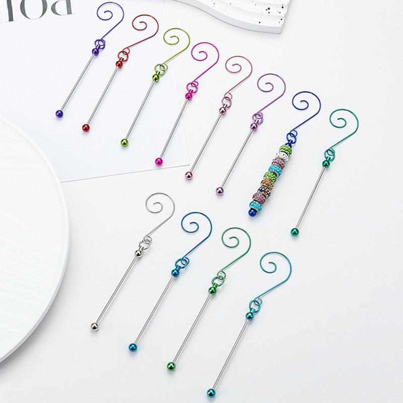 Beadable Metal Christmas Hangers For Crafting And Tree Decoration Colorful Hanging Hook Craft Accessories