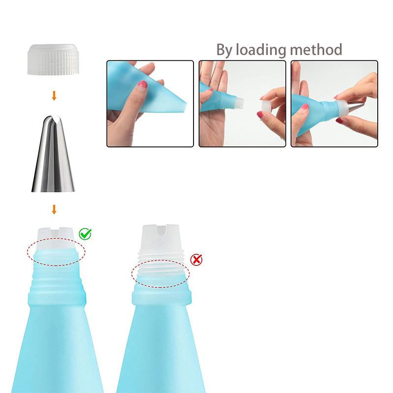24Pc Set Pruple Blue Pink Silicone Bag Pastry Mold Lcing Piping Nozzle and Bakery Accessories Novelties Decoration Kitchen Tools