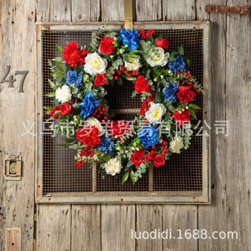 45cm Patriotic USA Independence Day Wreath Decor Door Wall Home Party Decoration