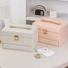Leather Jewelry Case With Auto Open Designs Multiple Layer Compartments For Necklace Earring Rings Storage