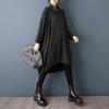 DIMANAF 2026 Spring Plus Size Hoodies Shirt Dress Women Long Sleeve Vintage Lady Loose Tops Pullover Black