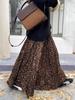 Dámská midi sukně s vysokým pasem a leopardím vzorem, retro design, zeštíhlující široký lem, jaro 2026