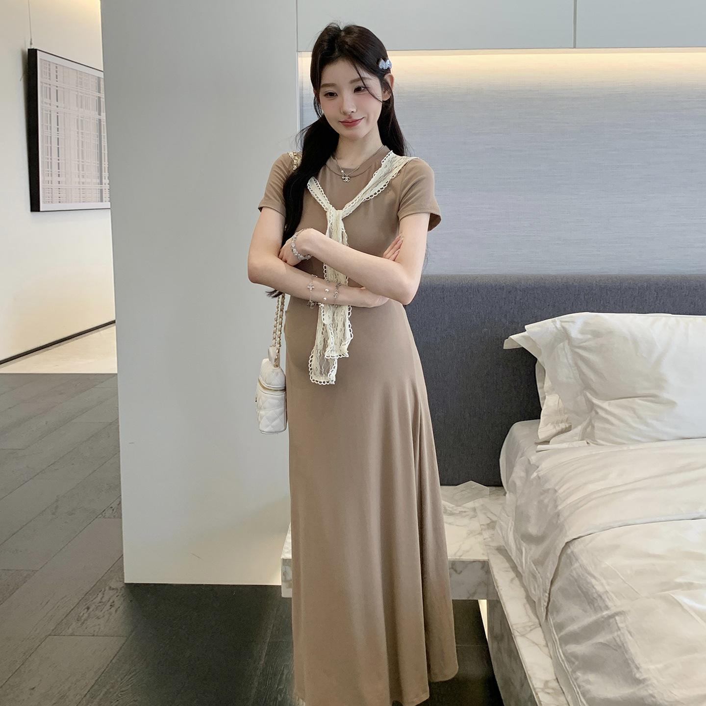 2026 Summer Korean Style Maternity Shawl Dress Set L