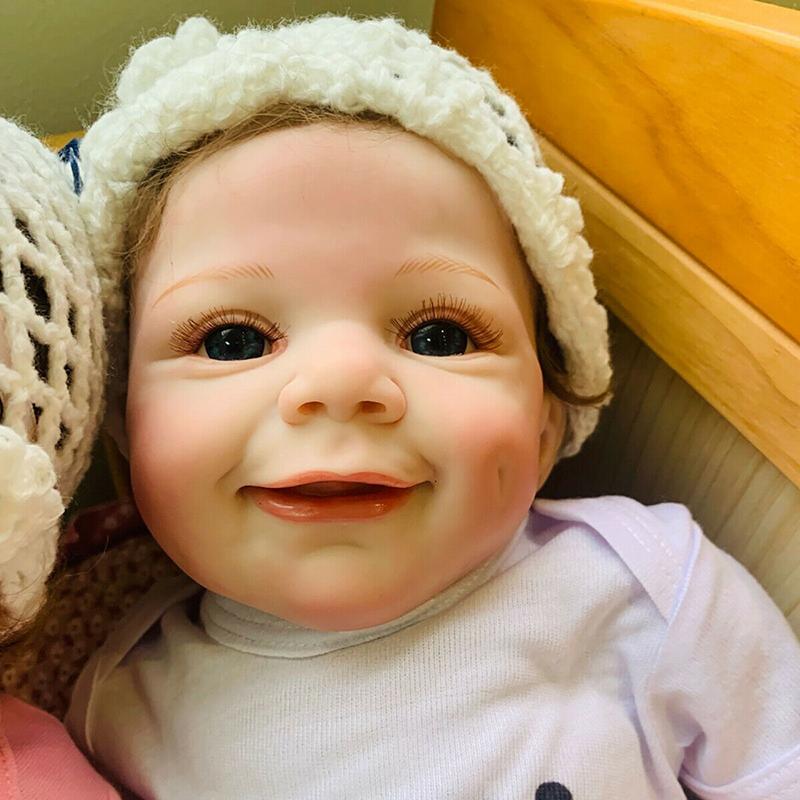 

22 Улыбка Реалистичные Куклы-Реборн Близнецы Спящий Новорожденный Мальчик Девочка Кукла Подарок Eyes Open(White Clothes)