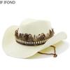 Hand Made Straw Western Cowboy Hat For Women Men Summer Curling Brim Beach Sun Hats Panama Cowgirl Jazz Cap