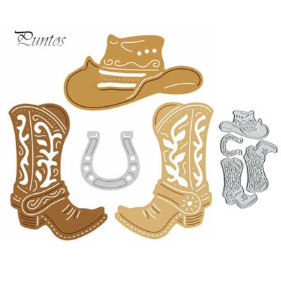 Stivale da Cowboy Cappello Fustella in Metallo Fai da Te Scrapbook Artigianato Creazione di Biglietti Stencil Stampo