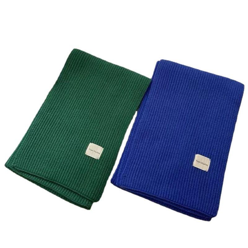 New Solid Color Woolen Scarf for Women Winter Warm Ins High Looking Student Korean Style Versatile Knitted Scarf
