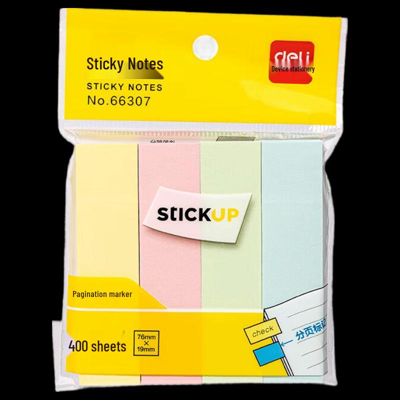 Deli 4-Color Strip Sticky Notes
