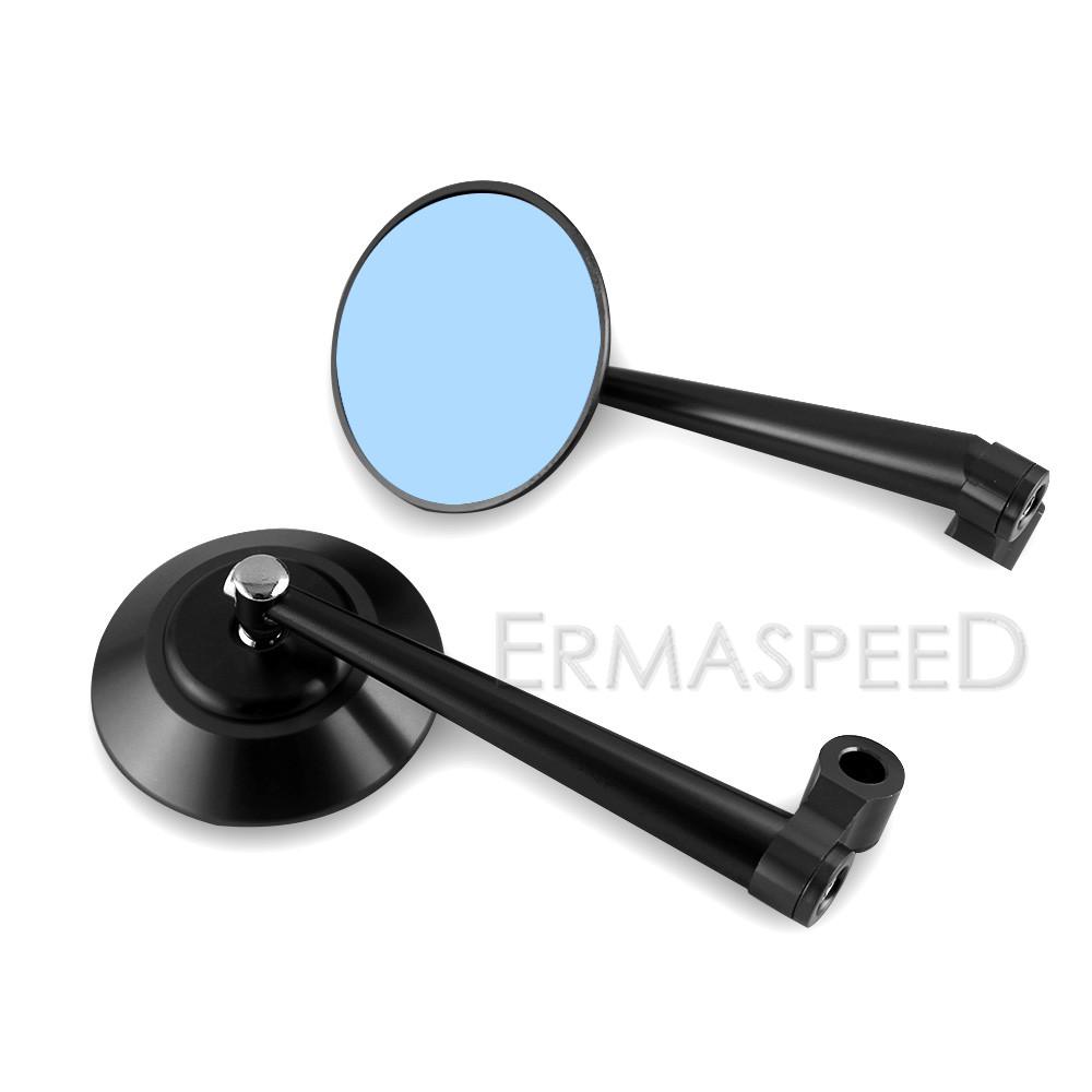 Silver Blue Motorcycle Side Mirror Blue Lens 8mm 10mm E-bike Scooter Rear View Mirror for Motorbike Street Bike Motocross