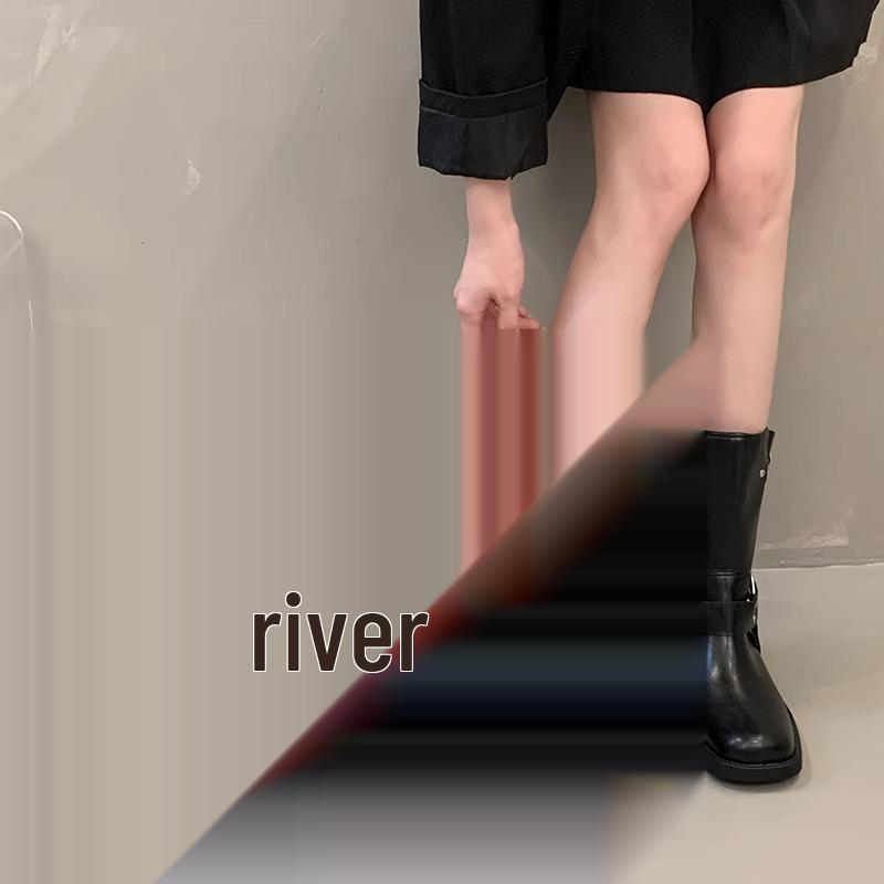 Women's Chunky Heel Belt Buckle Martin Boots - Brown Western Cowboy Ankle Boots, 2025 Punk Rider Vintage Style