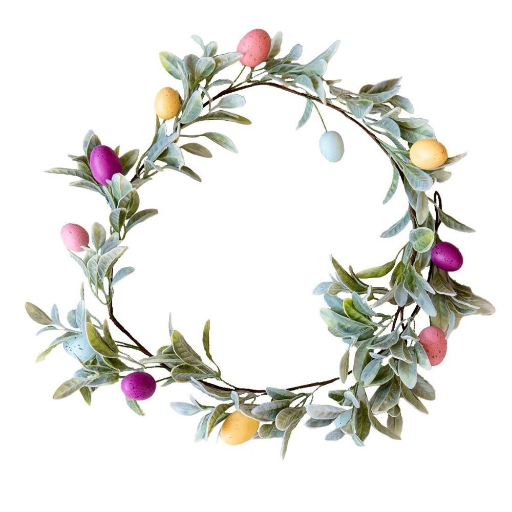 With Green Leaves Easter Egg Garland Plastic Faux Hanging Garland Spring Vine Garland  Office Party