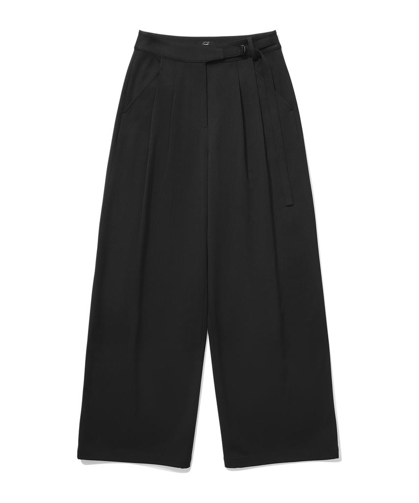 COVERNAT WOMAN Double-Pleated Belted Wide Pants Charcoal