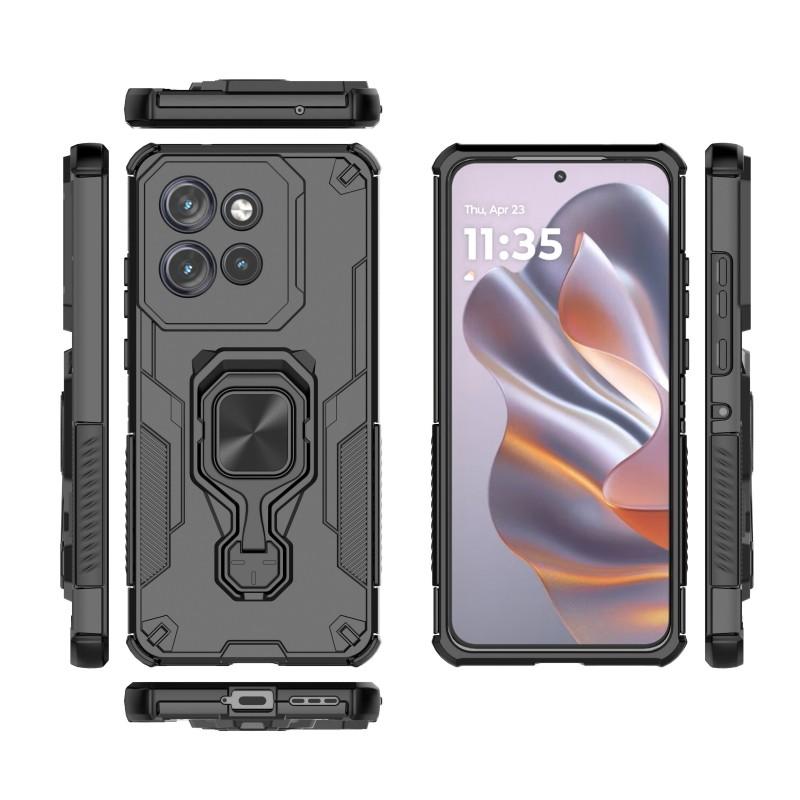 For Motorola Edge 50 Neo 5G Phone Case WANLONFENG PC TPU Back Cover Kickstand with Tempered Glass