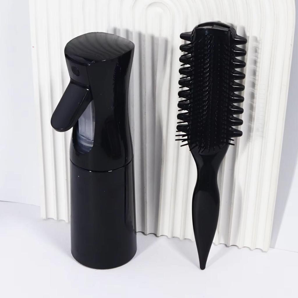 2pcs hair styling combs suit, hair spray bottle, multi tooth nine row nylon combs, dry and wet, special for real hair wigs