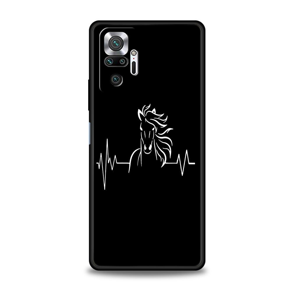 Animal Art Horse Phone Case For Xiaomi Redmi Note 14 13 5G 10 11 12 Pro Plus 4G 14C 13C 12C 10C Black Cover