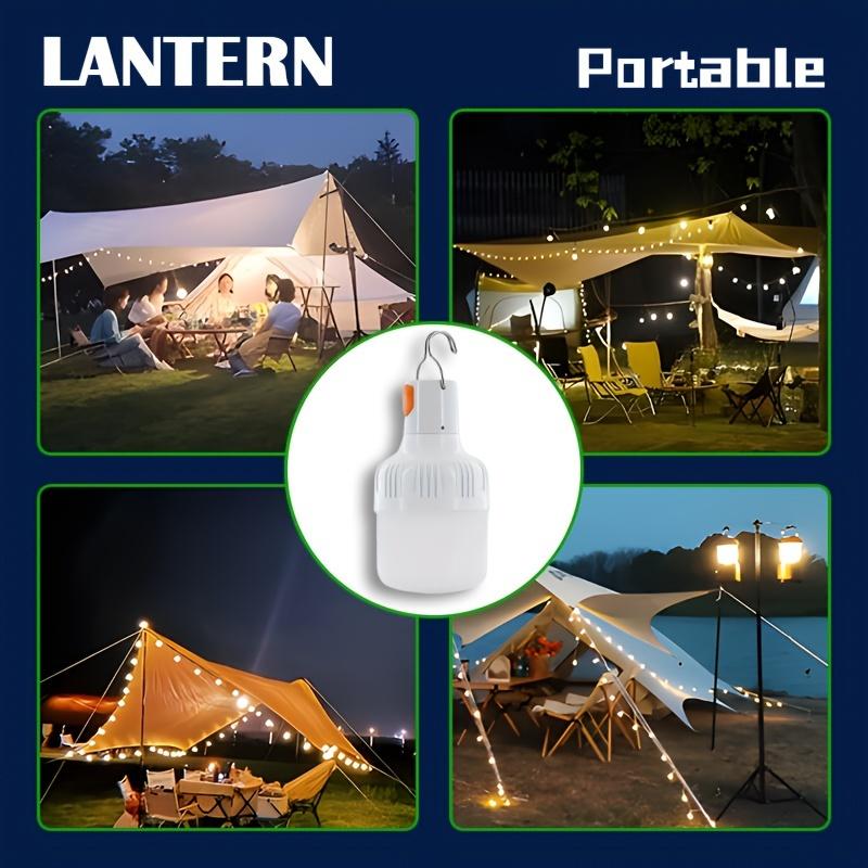 Portable LED travel light bulb with hook, USB rechargeable emergency work light, handheld floodlight lantern