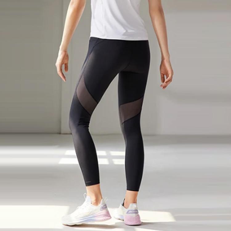 Li Ning Training Series Flat Crotch Tight Casual Sports Fitness Pants Women bottoms Black AULR070-1