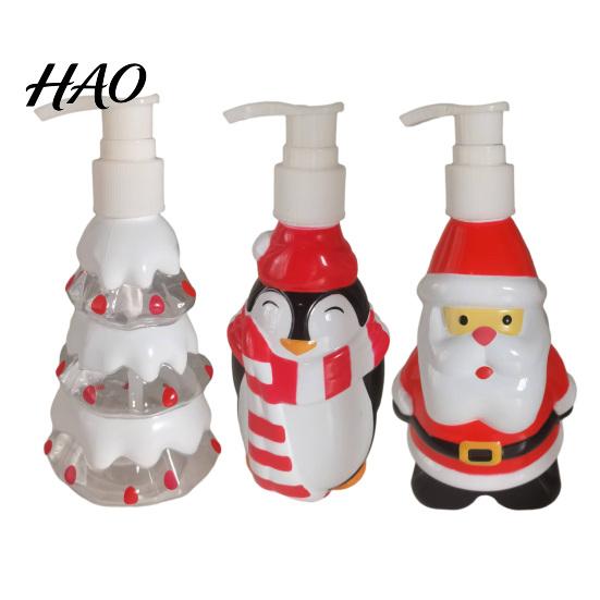 Santa Claus Empty Bottle 350ML Christmas Soap Dispenser, Tree Penguin Shape Refillable Bottle, Plastic Pump for Hand Soap, Lotion