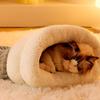 Cat Sleeping Bag Soft Cat Bed Warm Pet Pocket Type Quilt Bed Semi-Enclosed Warming Burrow Cat Bed Dog Bed For Camping
