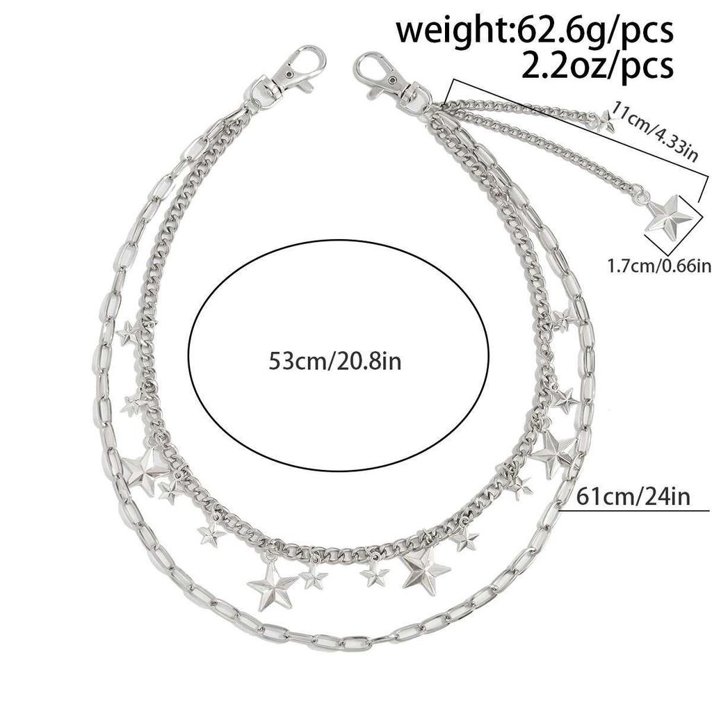 Ingemark Trendy Hip Hop Double Layer Jeans Pants Chain Men Women Creative Star Pendant Bag Waist Chain Steampunk Jewelry Gift