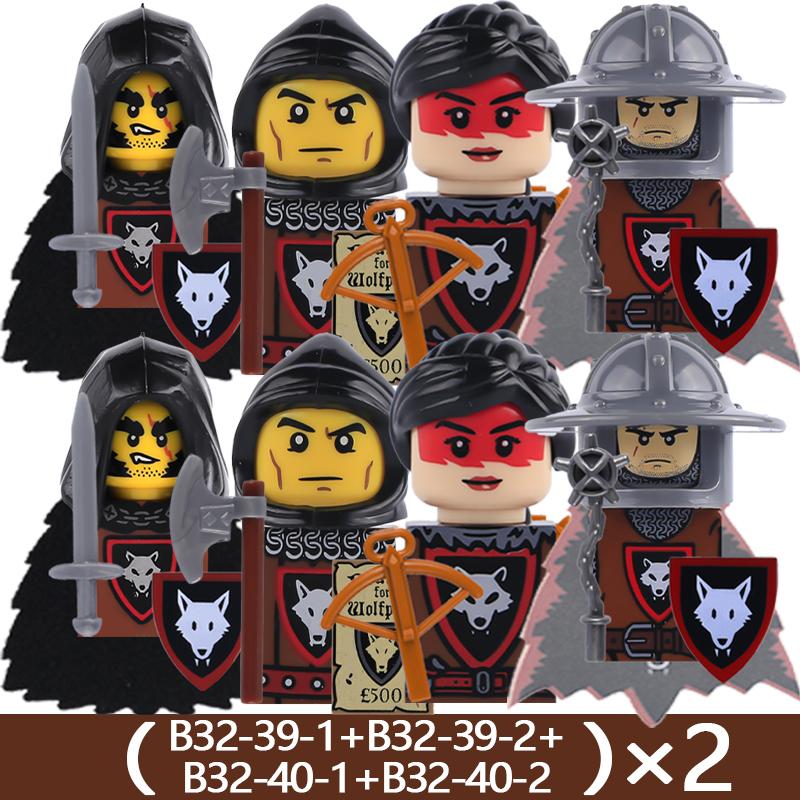Medieval Castle Soldier Figures Building Blocks Knight Orc Warrior Dragon Wolf Animals Battle Flags Accessories Bricks Toys Boys