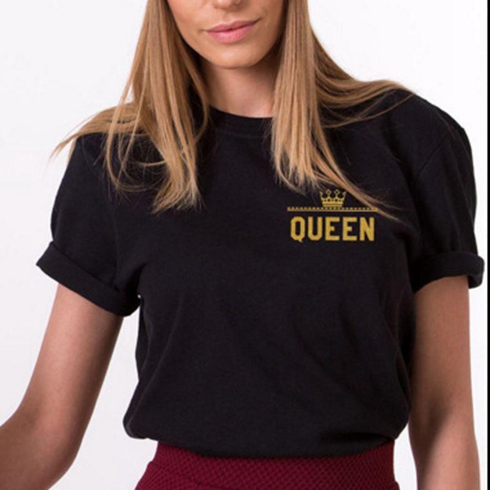 Stylisches T-Shirt mit Nummern-Kronen-Print für Damen und Herren, perfekt für legere Sommerkleidung