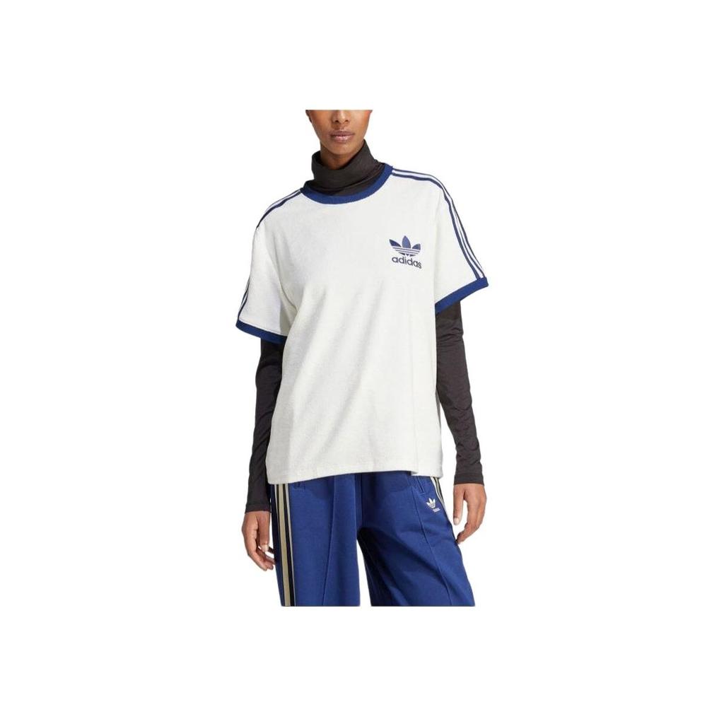 Adidas Originals Striped Loose Short Sleeve T-Shirt Women Tops White IT9842