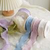 25/40mm 10Yards Candy Color Ribbon Wavy Edge Fishtail Yarn Ribbon for Gift Wrapping DIY Bow Bouquet Cream Style Wrinkled Ribbons