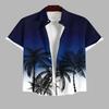 Vacation Style Coconut Tree Printed Short Sleeve Shirt, Loose Lapel Fake Two-Piece Design, Casual Breathable Outfit for Daily Wear and Beach Trips