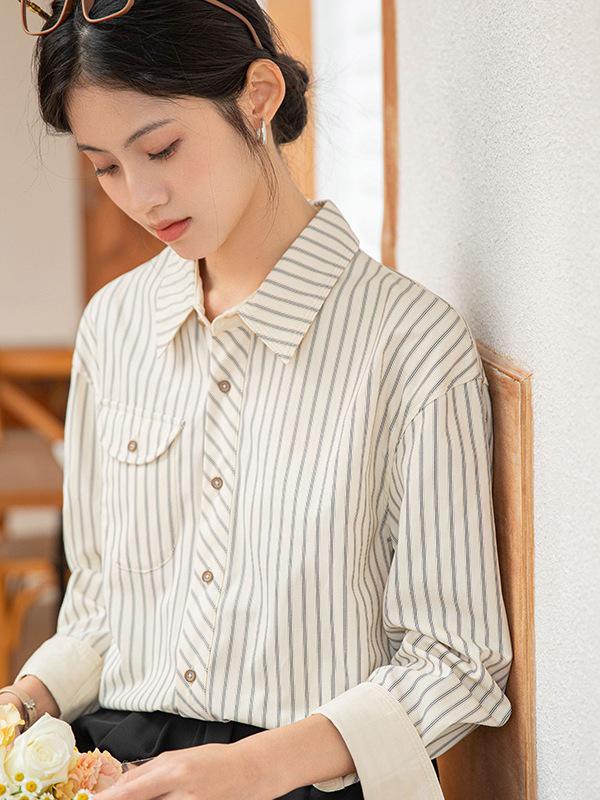 

Женская полосатая куртка-рубашка с длинным рукавом Large