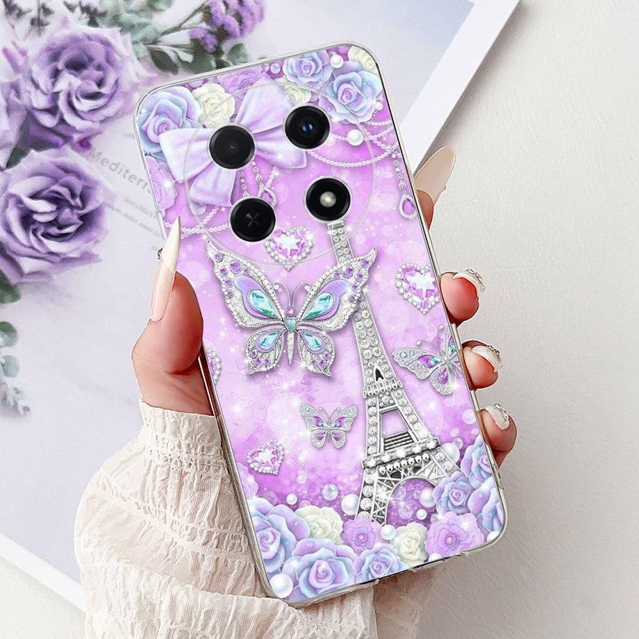 For Huawei Nova 13i / Nova 12i 4G Back Cover Girly Fashion Flower Butterfly Painting Case Soft TPU Clear Slim Silicone Fundas