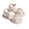 Girls Summer Pearl Decor Princess Sandals Adjustable Strap Non Slip Beach Shoes Lightweight Comfortable Soft Sole Footwear