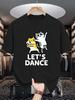 Unisexs Crew Neck T Shirt Funny Lets Dance Dancing Cat Dog Cartoon Pet Graphic Short Sleeve Casual Cotton Trendy Summer Tops