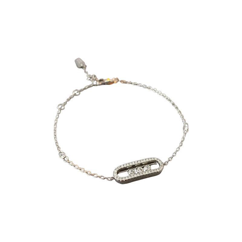 Collana Ellittica Vuota e Scorrevole in Zircone - Lussuosa, Stile Minimalista, Bracciale Raffinato, Di Fascia Alta, Alla Moda.
