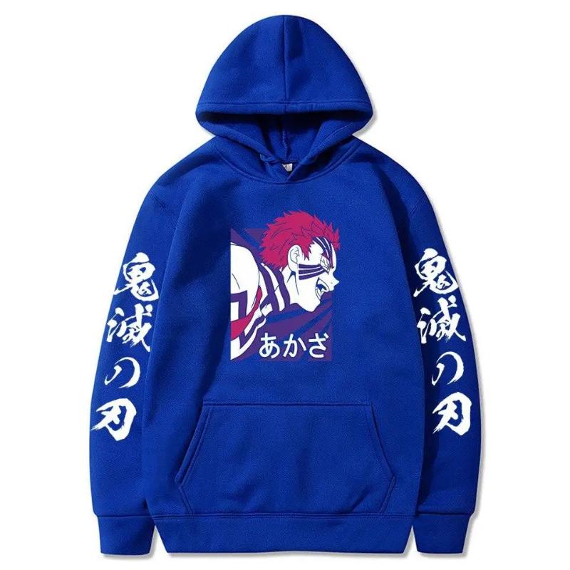 Cartoon Demon Slayer Hoodies Japanese Anime Kimetsu No Yaiba Harajuku Akaza Sweatshirts Unisex Casual Oversized Winter Hoodies