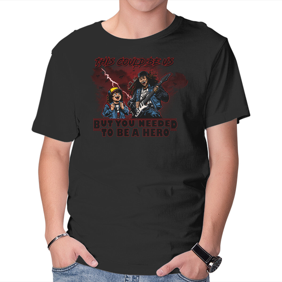 Unisex Crew Neck T-Shirt You Needed To Be A Hero Graphic Short Sleeve Casual Tee XL