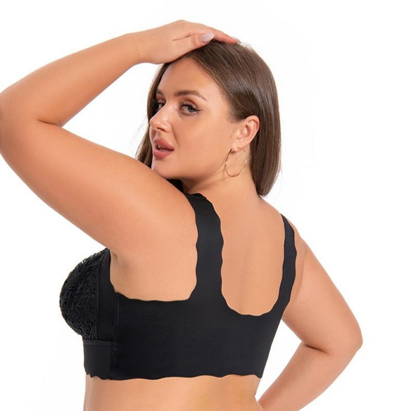 Large Size Front Clasp No-padded Thin Underwear Beautiful Back Seamless Large Chest Push-up Bra