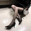 Women's Single Shoes With Heels Pointed Toe Thin Heels Black Four Seasons Metal Decoration Plus Size Single Shoes 2025new Shoes