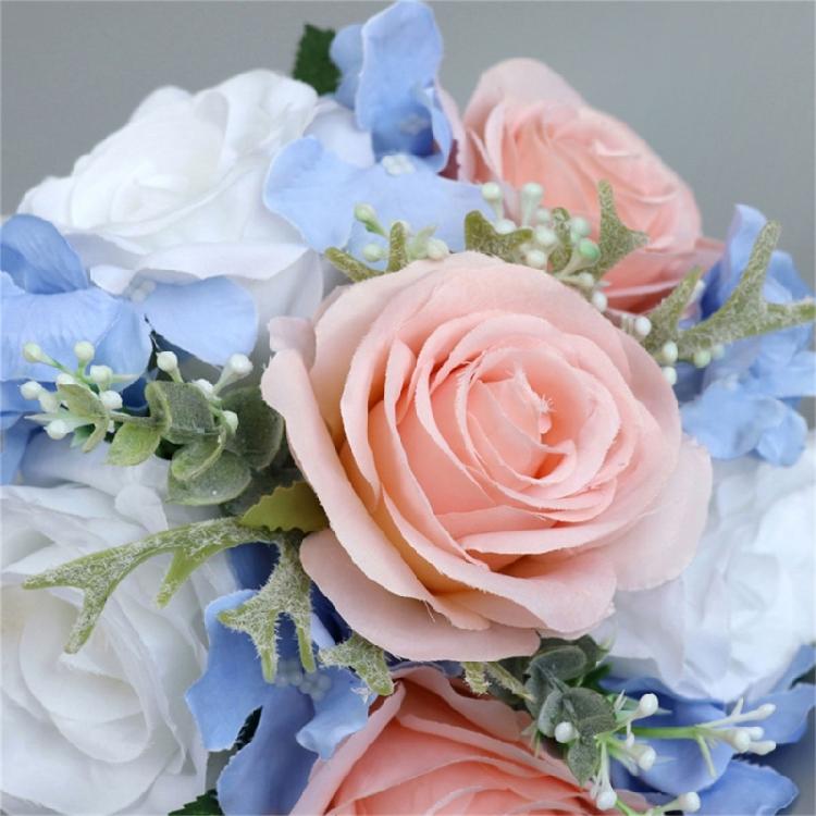 Wedding Artificial Blue Pink Flower Bouquet Supplies for Wedding Engagement Prop