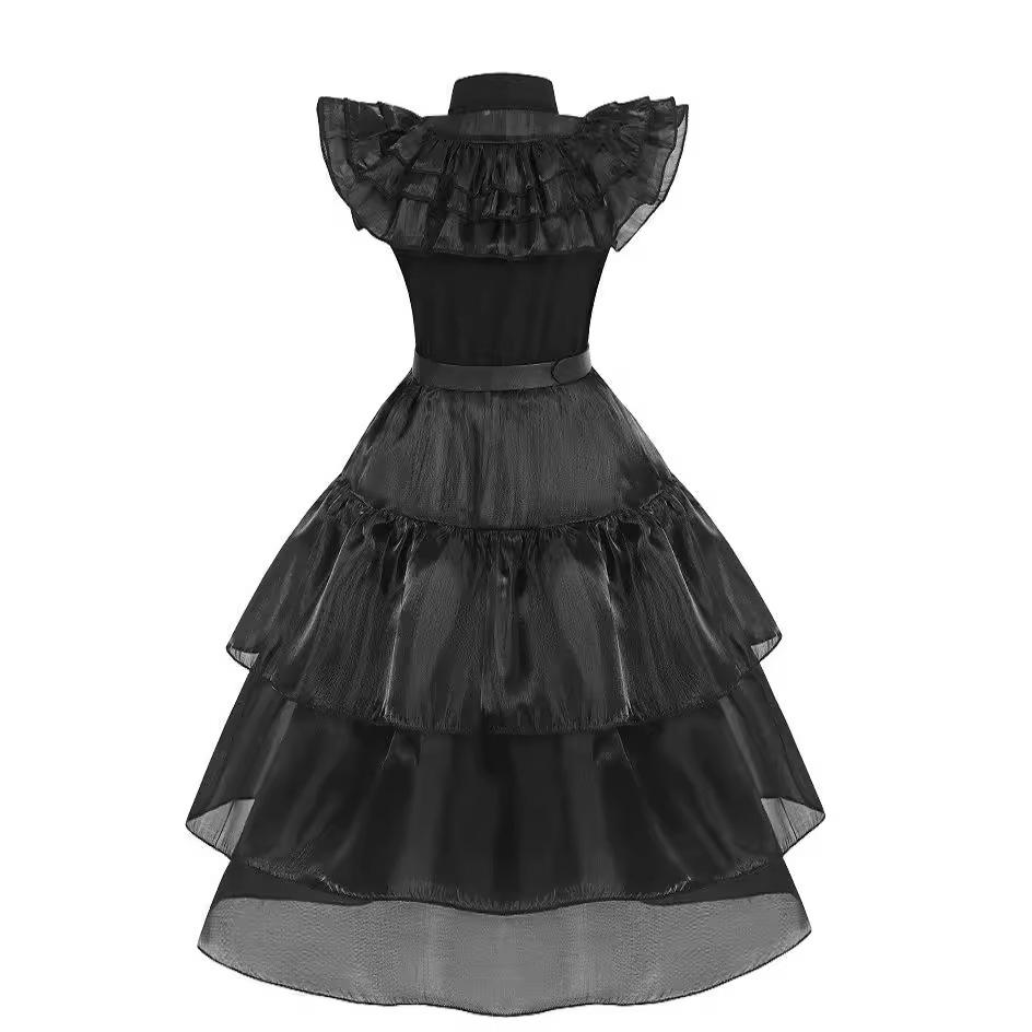 Costume da Cosplay di Halloween per Bambina Abiti Gotici Neri Costume per Bambini Carnevale Travestimento