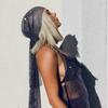 Womens Elastic Rhinestone Pirate Hat Long Tail Headscarf Music Performance Unisex Headwear