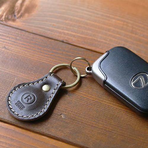 Porco Rosso Leather Keychain, Car/Motorcycle Key Ring, Small Carabiner, Compact, Teardrop Design, Genuine Tochigi Leather, Made in Japan, Men's/Women'
